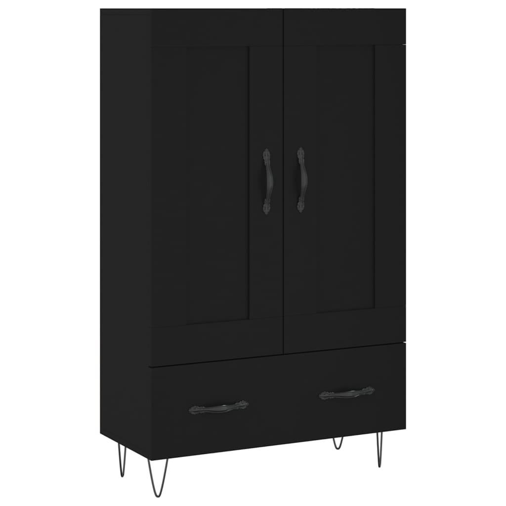 Black upper buffet 69.5x31x115 cm engineering wood