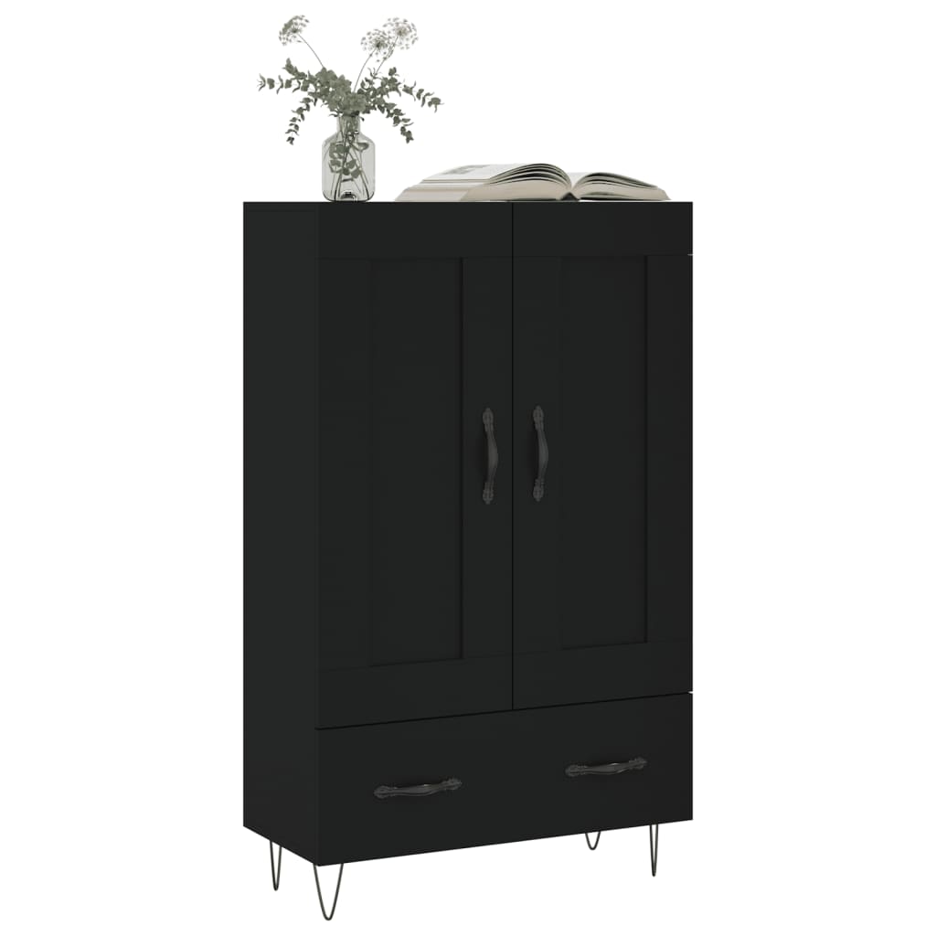 Buffet haut noir 69,5x31x115 cm bois d'ingénierie