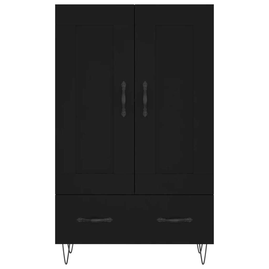 Credenza alta nera 69,5x31x115 cm in derivati ​​del legno