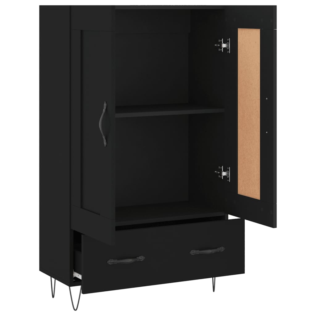 Black upper buffet 69.5x31x115 cm engineering wood