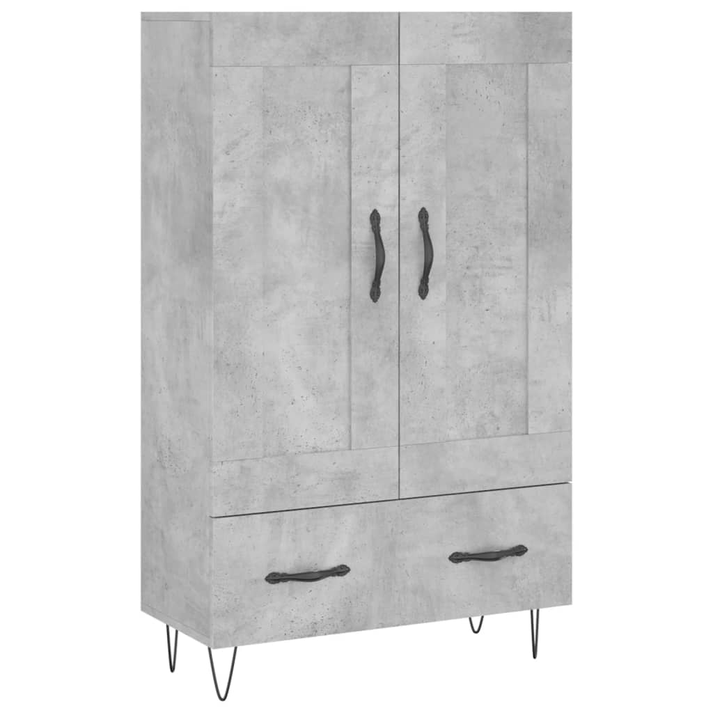 Credenza alta grigio cemento 69,5x31x115 cm in derivati ​​del legno