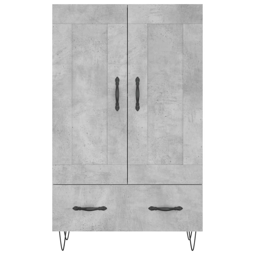 Credenza alta grigio cemento 69,5x31x115 cm in derivati ​​del legno