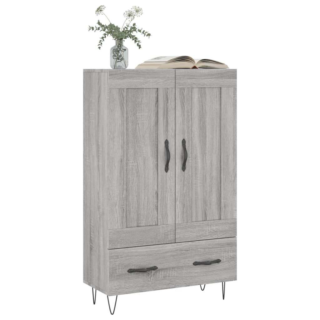 Credenza alta Sonoma grigia 69,5x31x115 cm in derivati ​​del legno