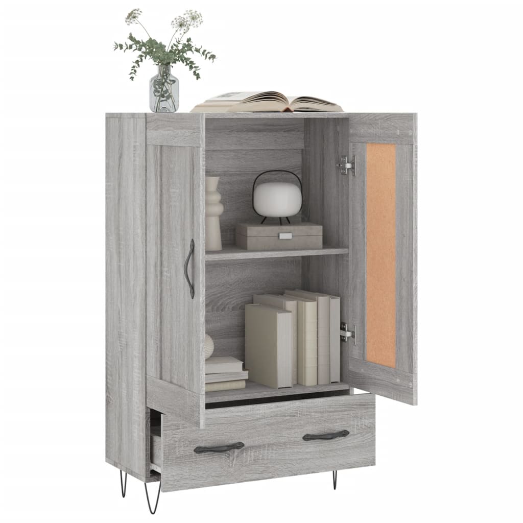 Credenza alta Sonoma grigia 69,5x31x115 cm in derivati ​​del legno