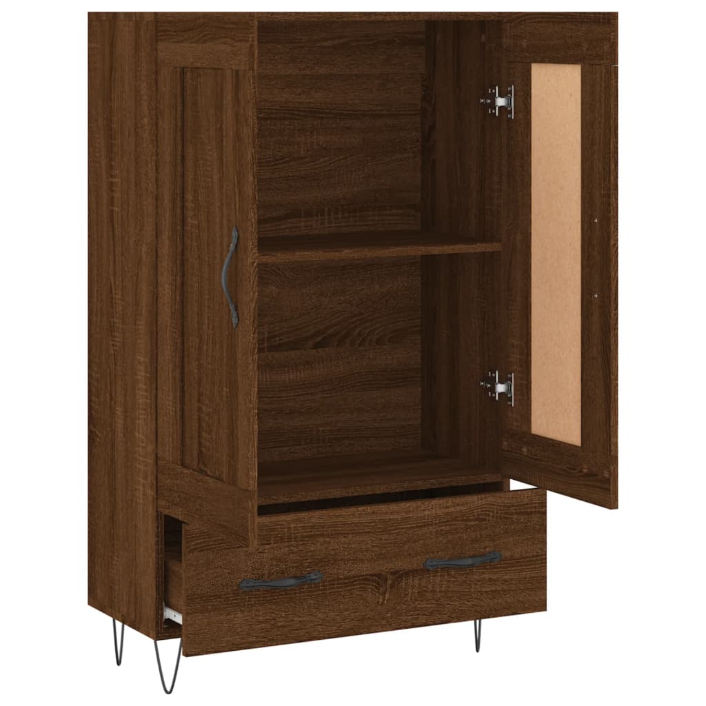 Buffet haut chêne marron 69,5x31x115 cm bois d'ingénierie