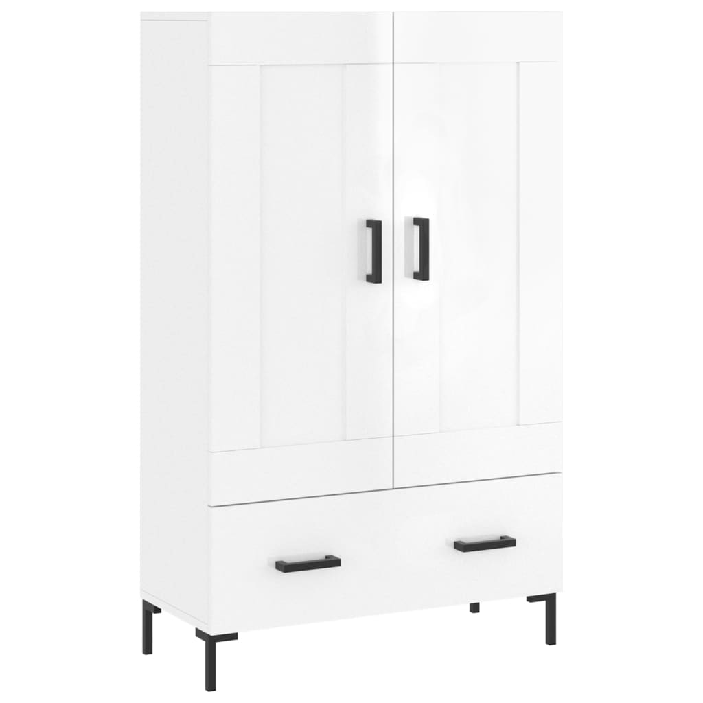 Shiny white high buffet 69.5x31x115 cm Engineering wood