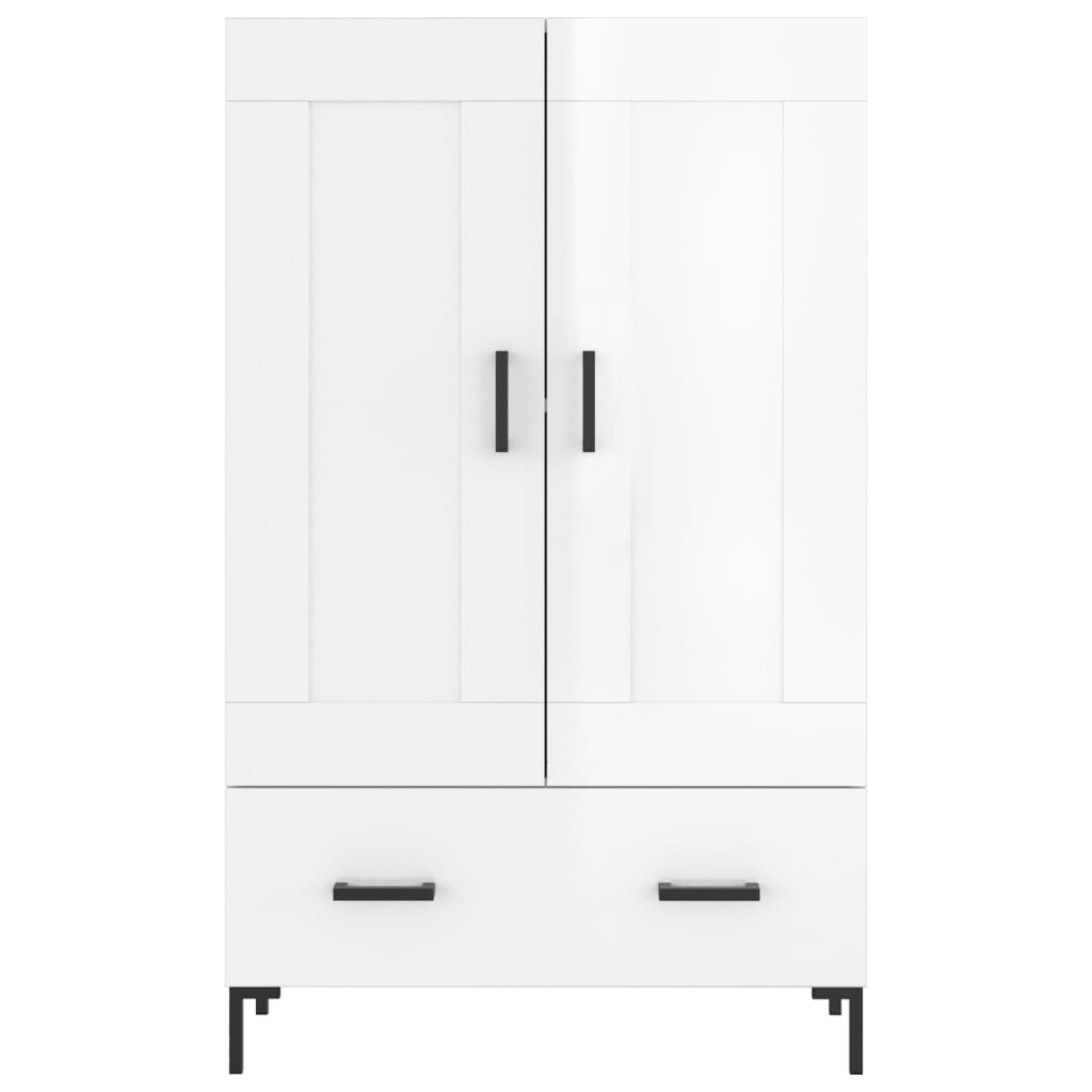 Shiny white high buffet 69.5x31x115 cm Engineering wood