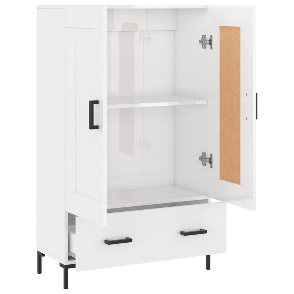 Shiny white high buffet 69.5x31x115 cm Engineering wood