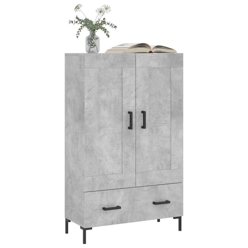 Credenza alta grigio cemento 69,5x31x115 cm in derivati ​​del legno