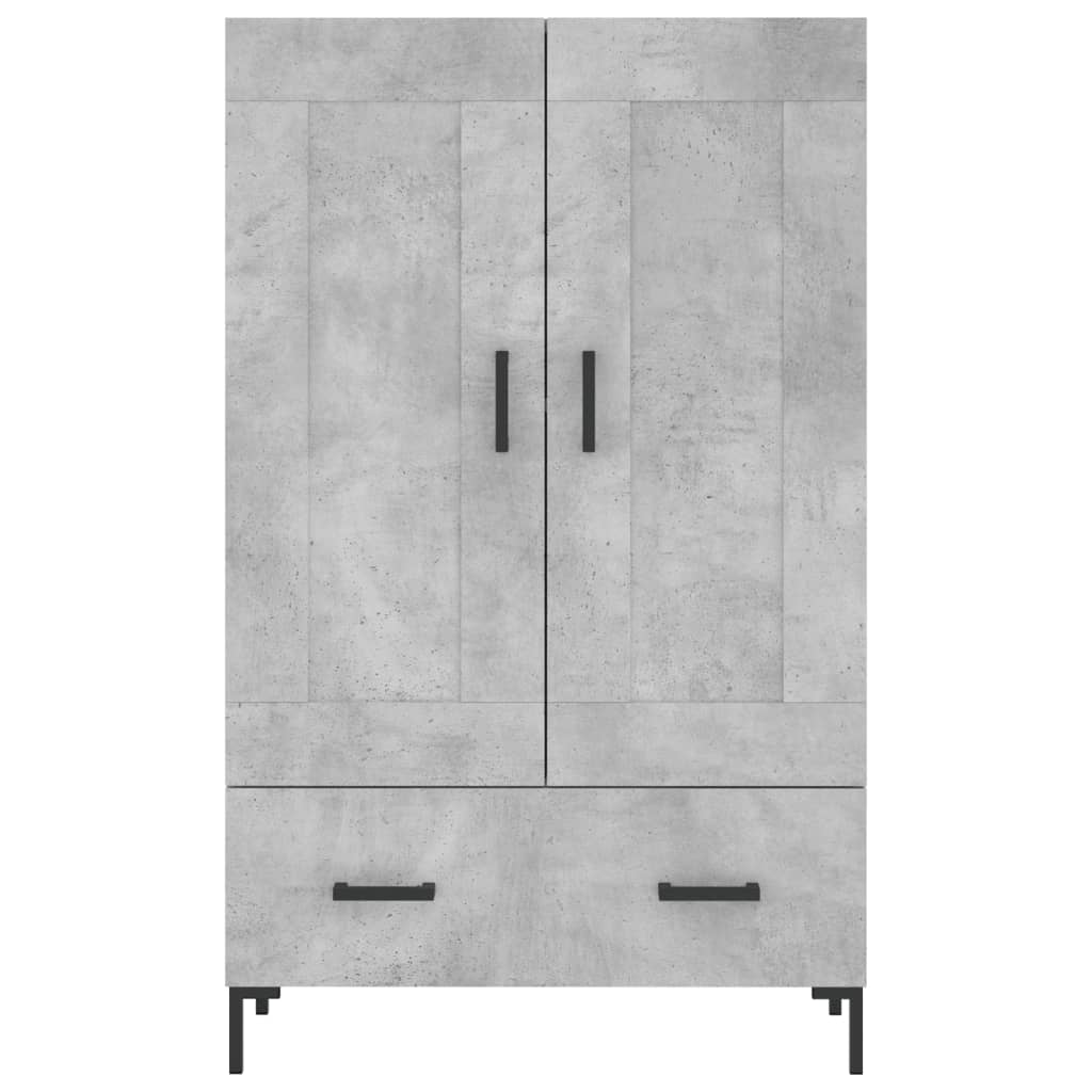 Credenza alta grigio cemento 69,5x31x115 cm in derivati ​​del legno