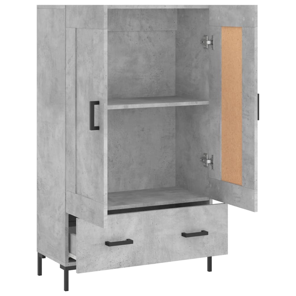 Credenza alta grigio cemento 69,5x31x115 cm in derivati ​​del legno