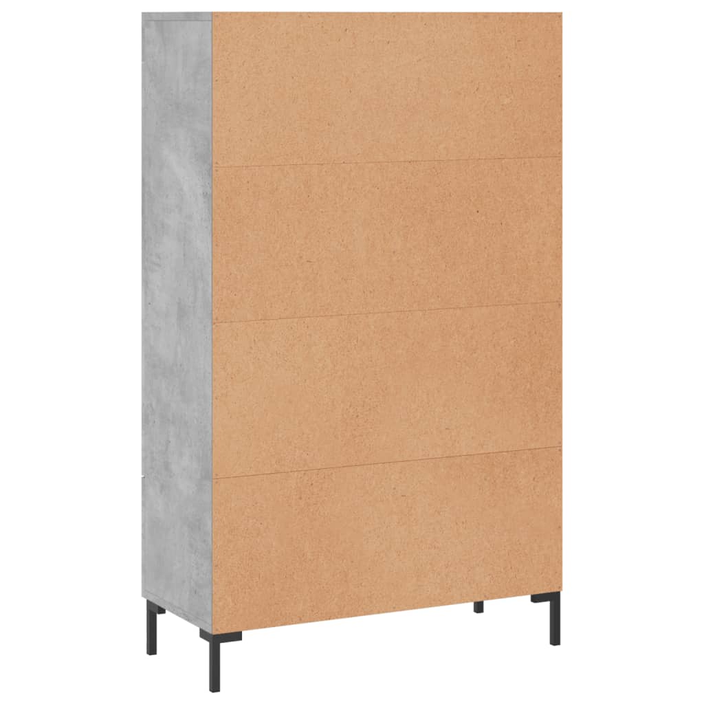 Credenza alta grigio cemento 69,5x31x115 cm in derivati ​​del legno