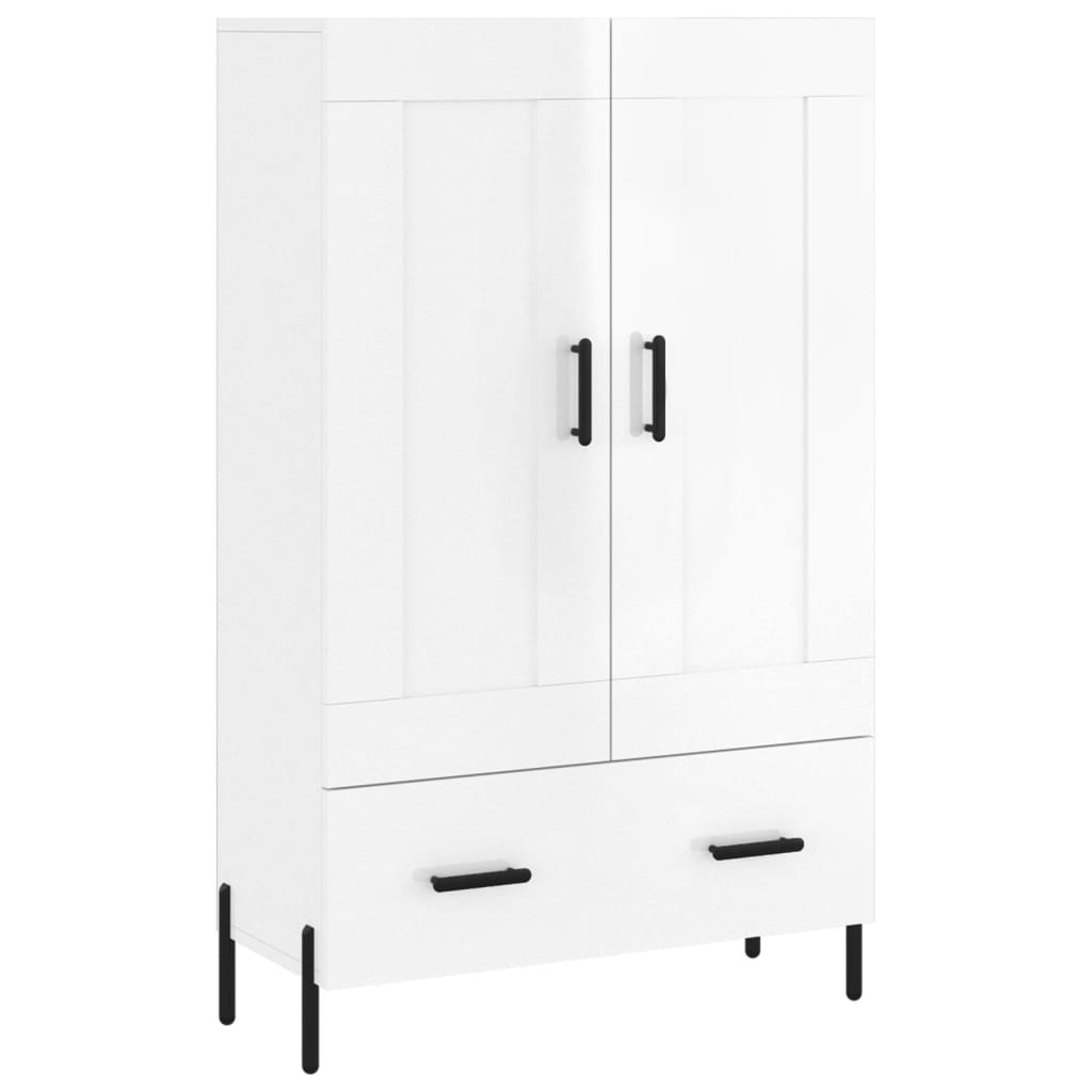 Shiny white high buffet 69.5x31x115 cm Engineering wood