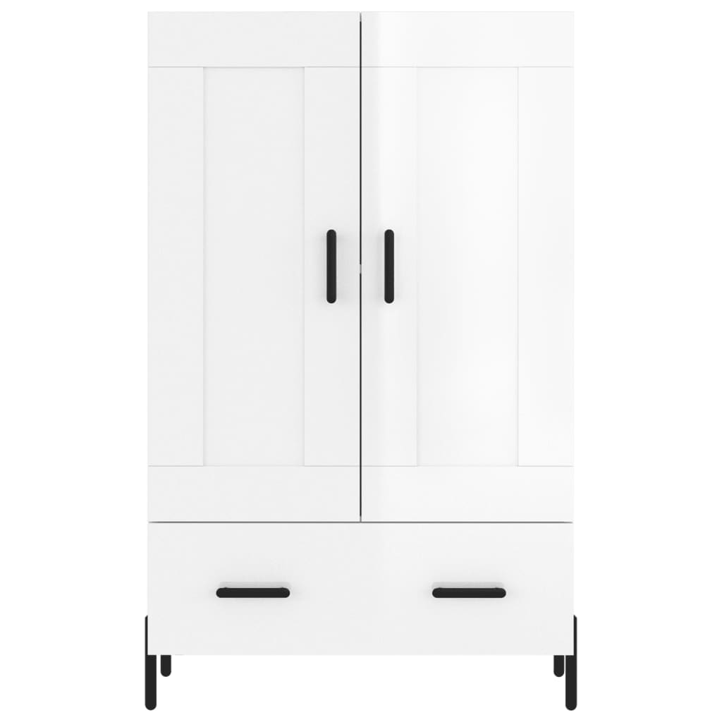 Shiny white high buffet 69.5x31x115 cm Engineering wood