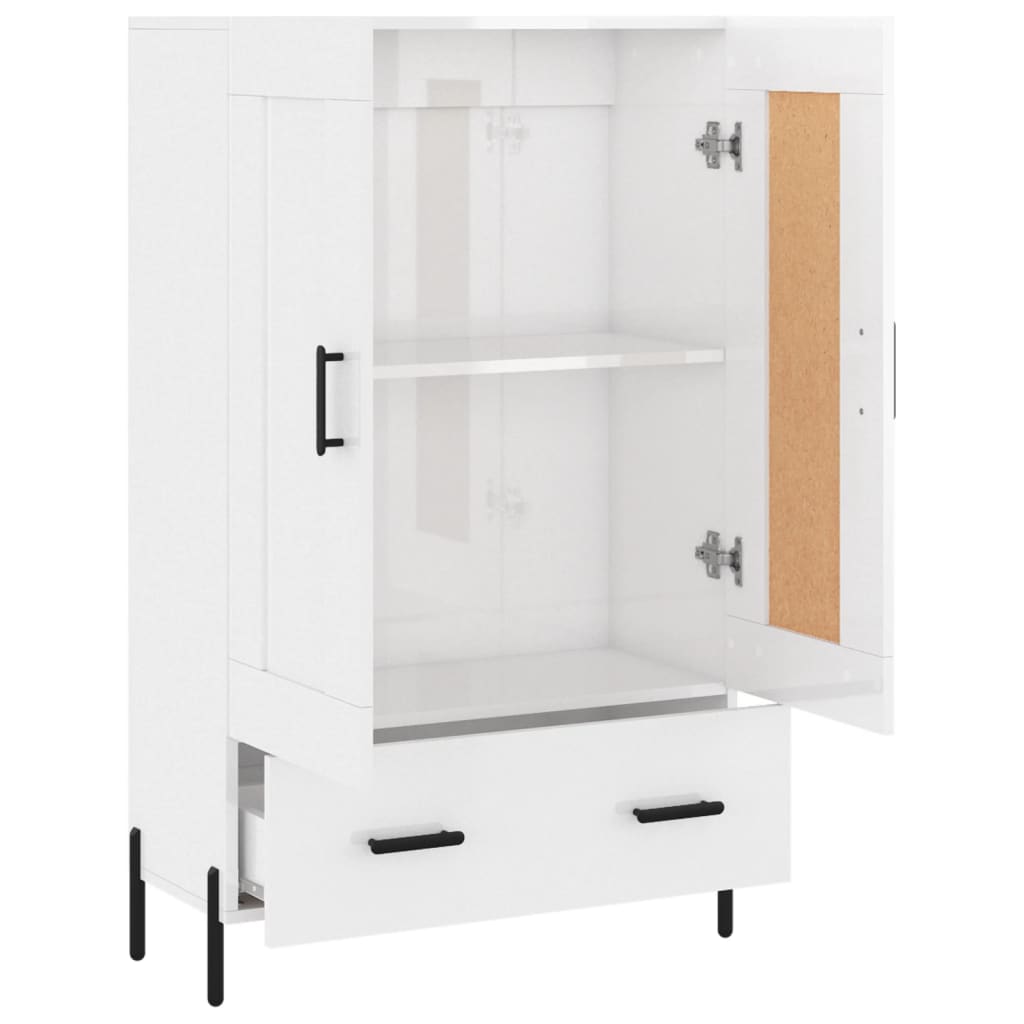 Shiny white high buffet 69.5x31x115 cm Engineering wood