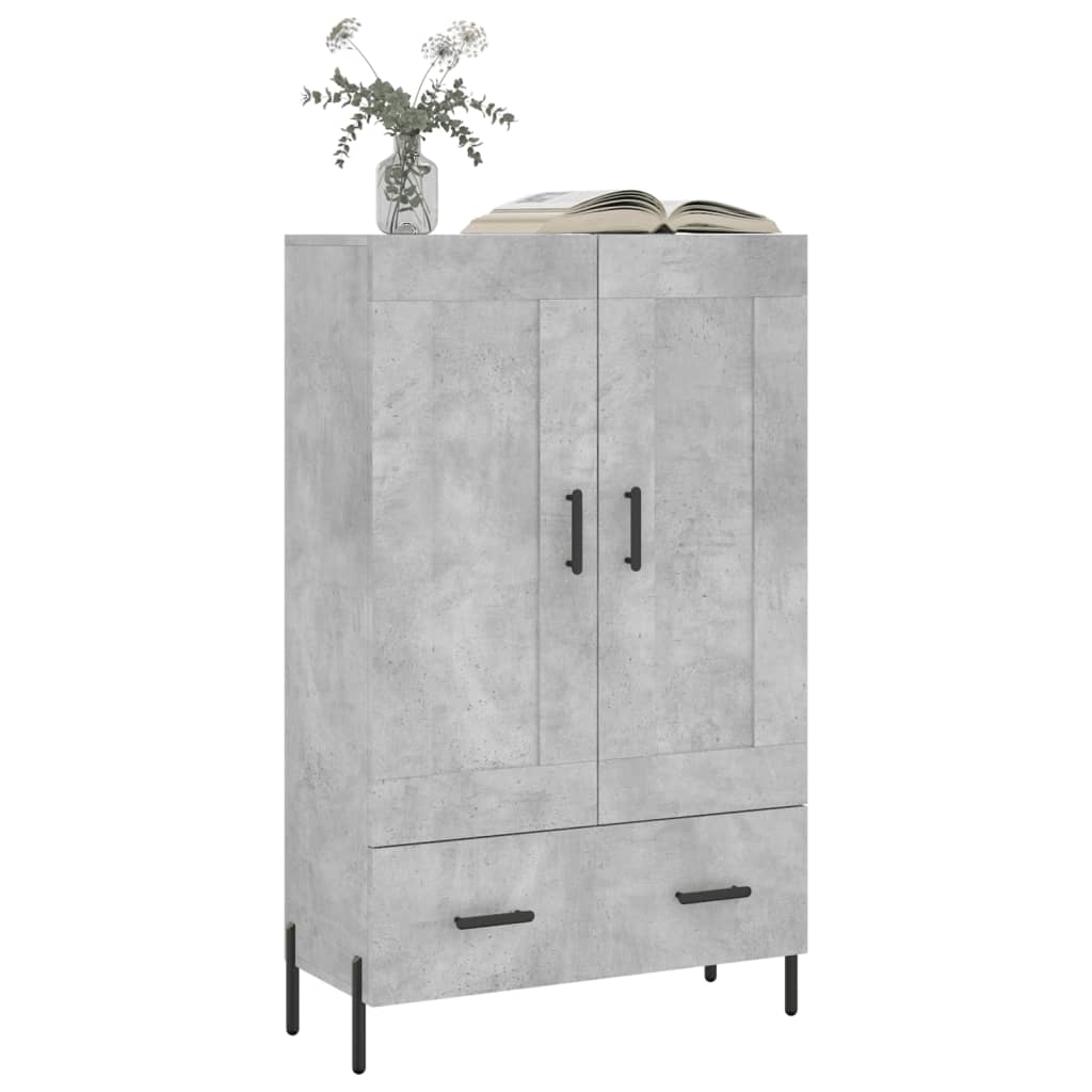 Buffet haut gris béton 69,5x31x115 cm bois d'ingénierie