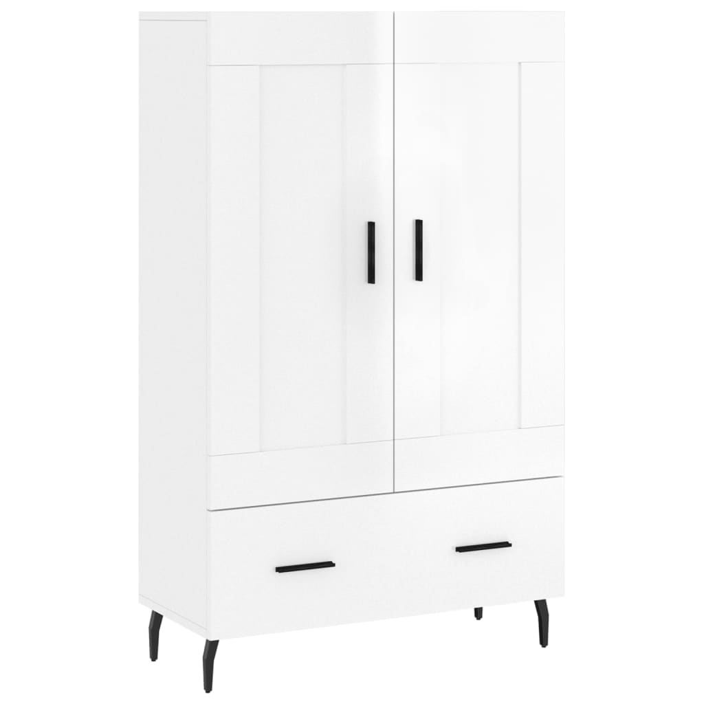 Buffet haut blanc brillant 69,5x31x115 cm bois d'ingénierie