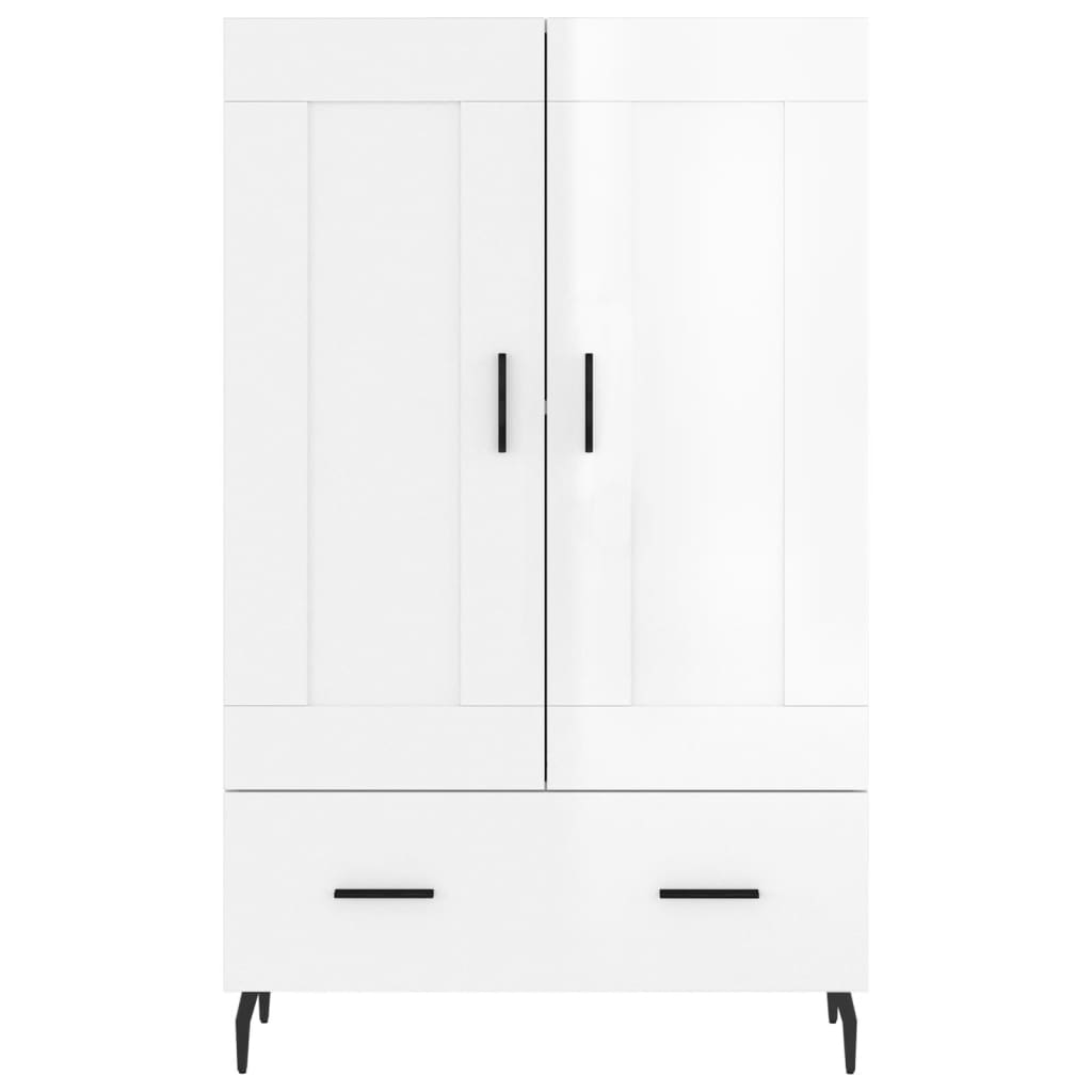 Buffet haut blanc brillant 69,5x31x115 cm bois d'ingénierie