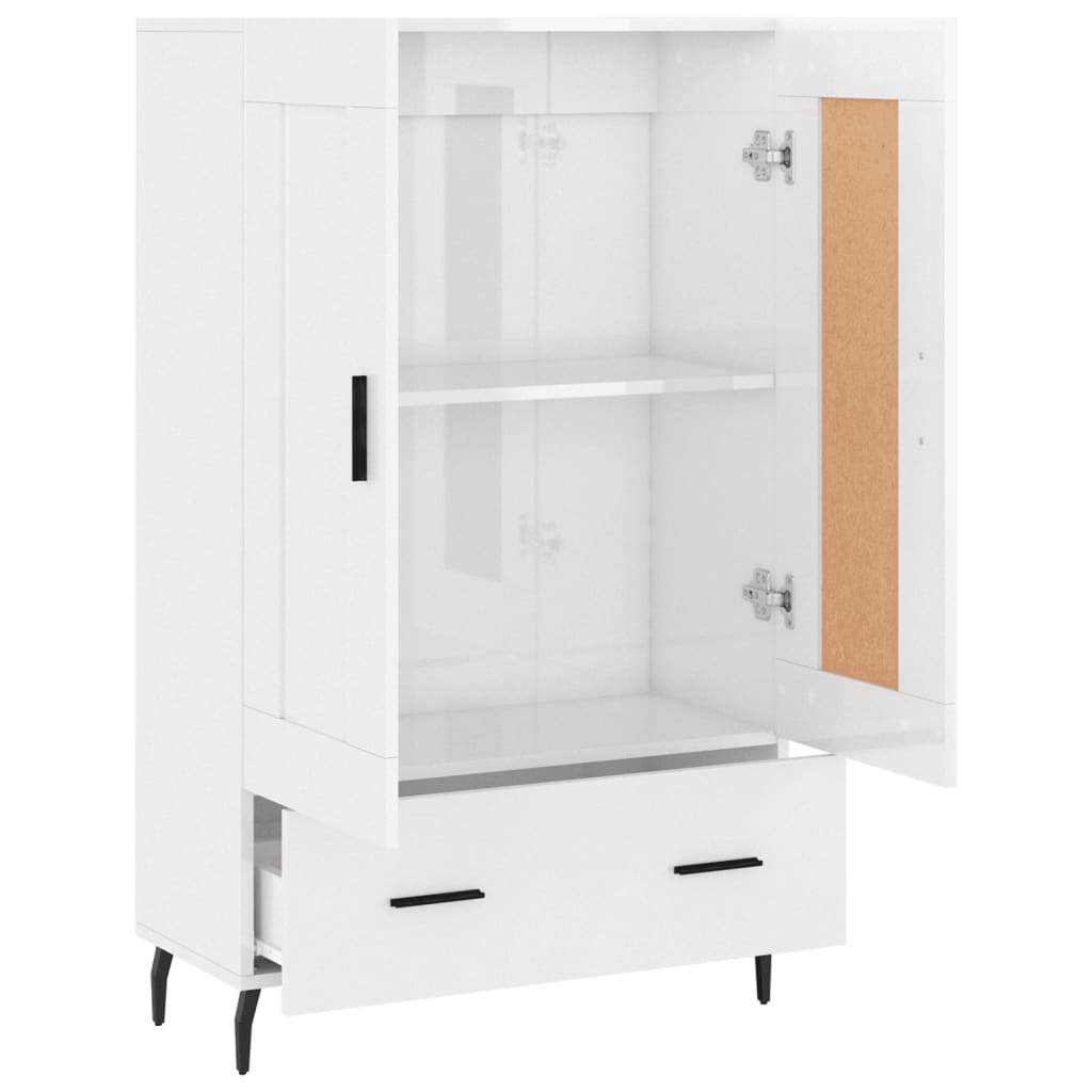 Buffet haut blanc brillant 69,5x31x115 cm bois d'ingénierie