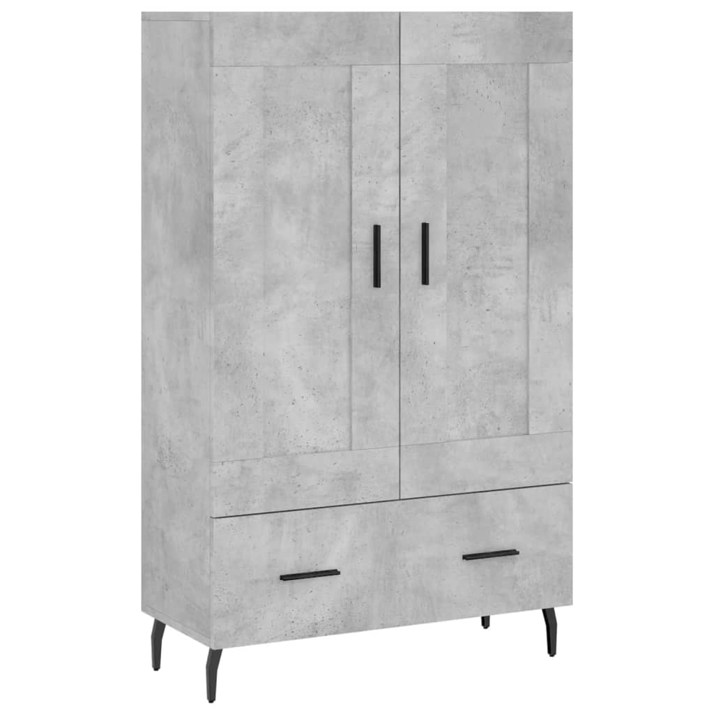 Credenza alta grigio cemento 69,5x31x115 cm in derivati ​​del legno