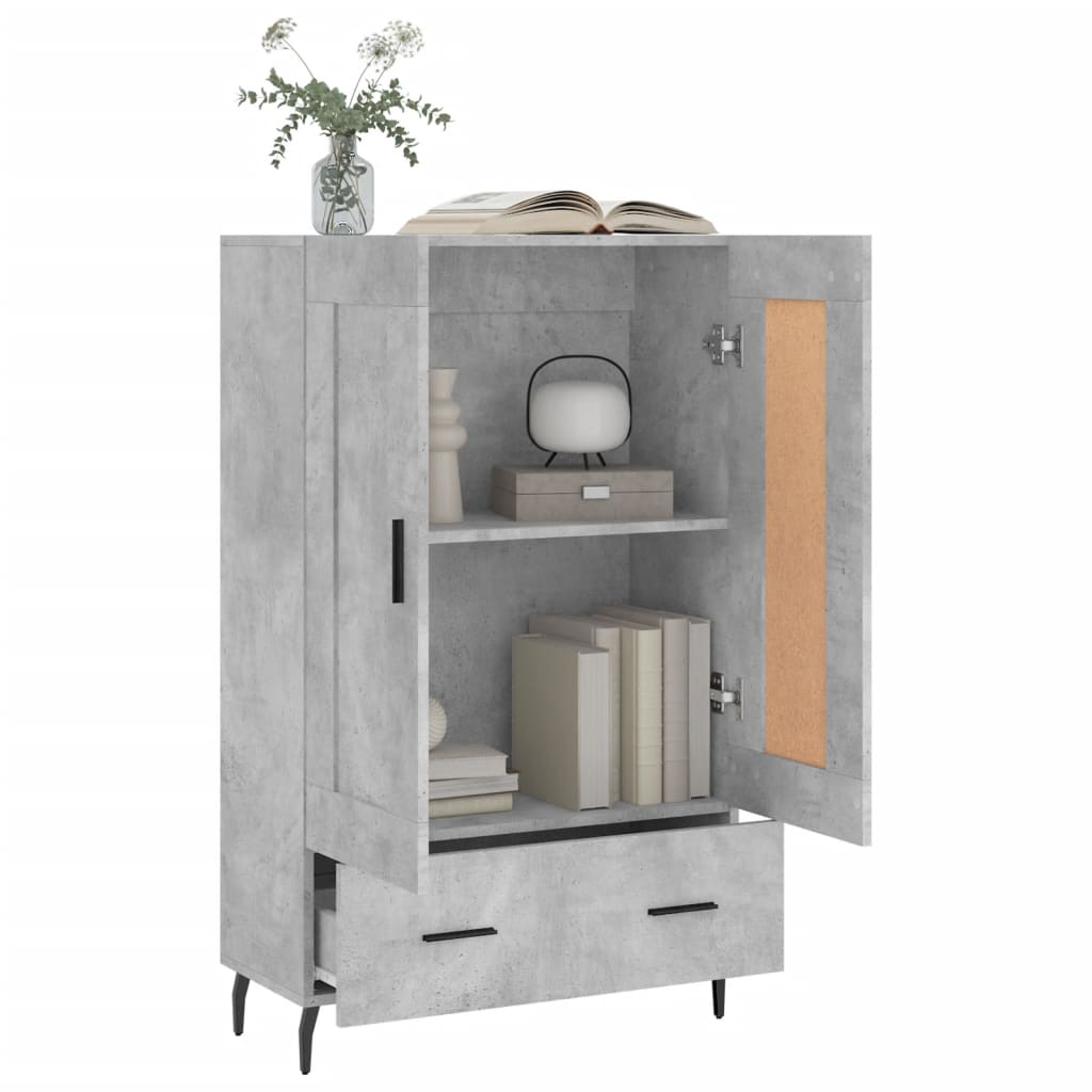 Buffet haut gris béton 69,5x31x115 cm bois d'ingénierie