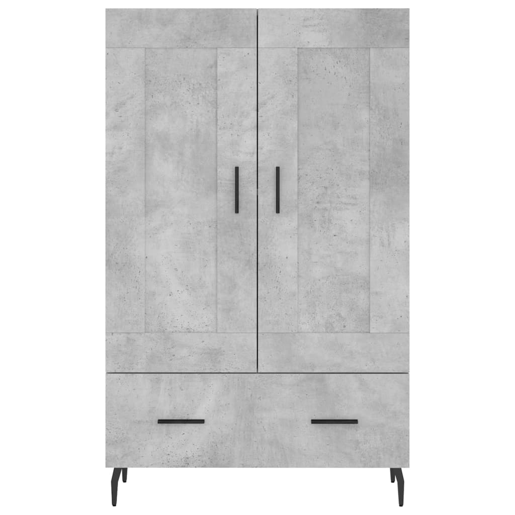 Credenza alta grigio cemento 69,5x31x115 cm in derivati ​​del legno