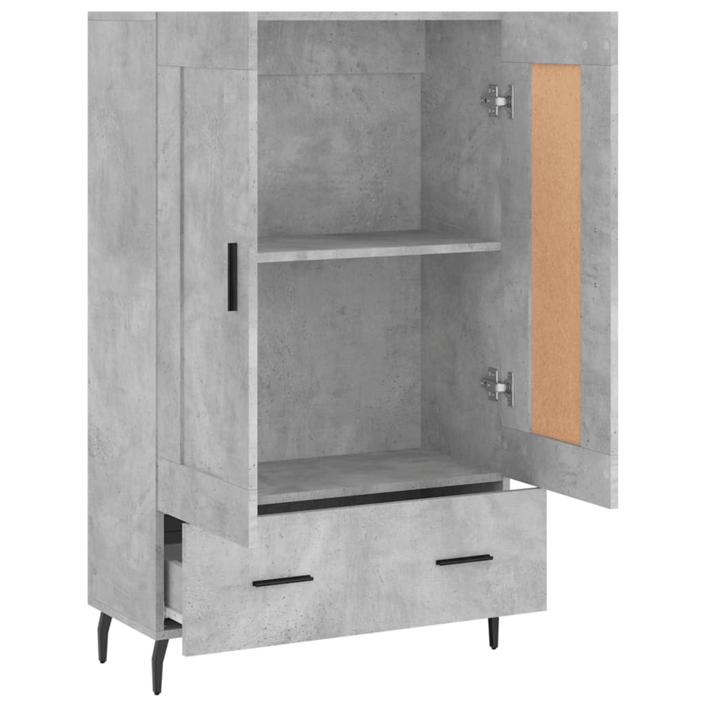 Credenza alta grigio cemento 69,5x31x115 cm in derivati ​​del legno