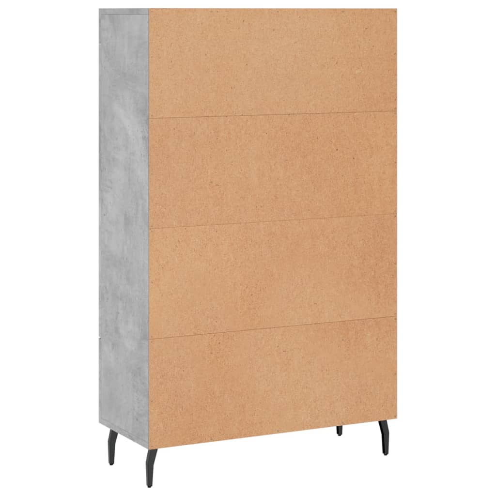 Credenza alta grigio cemento 69,5x31x115 cm in derivati ​​del legno