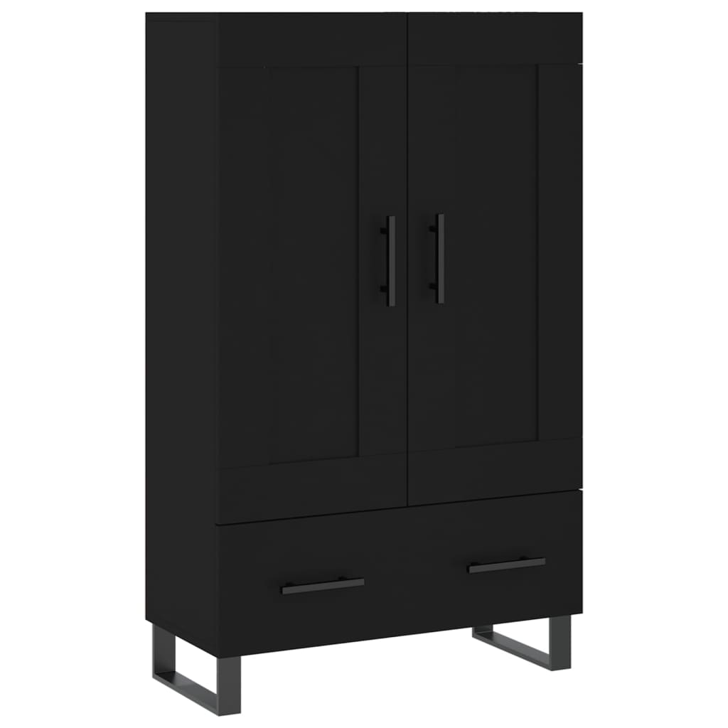 Credenza alta nera 69,5x31x115 cm in derivati ​​del legno