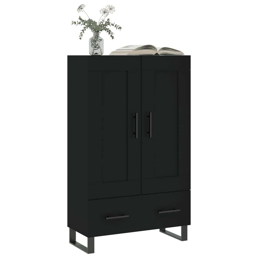 Credenza alta nera 69,5x31x115 cm in derivati ​​del legno