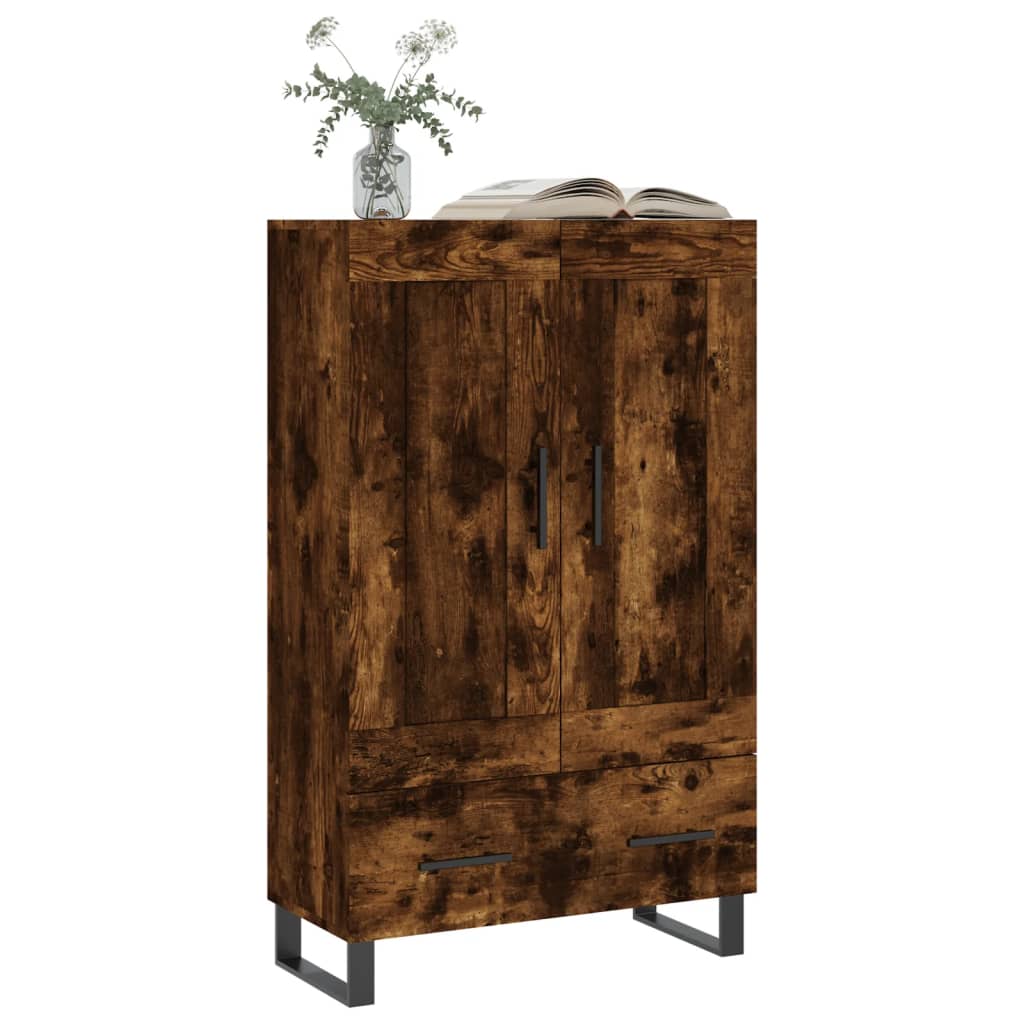 Buffet haut chêne fumé 69,5x31x115 cm bois d'ingénierie