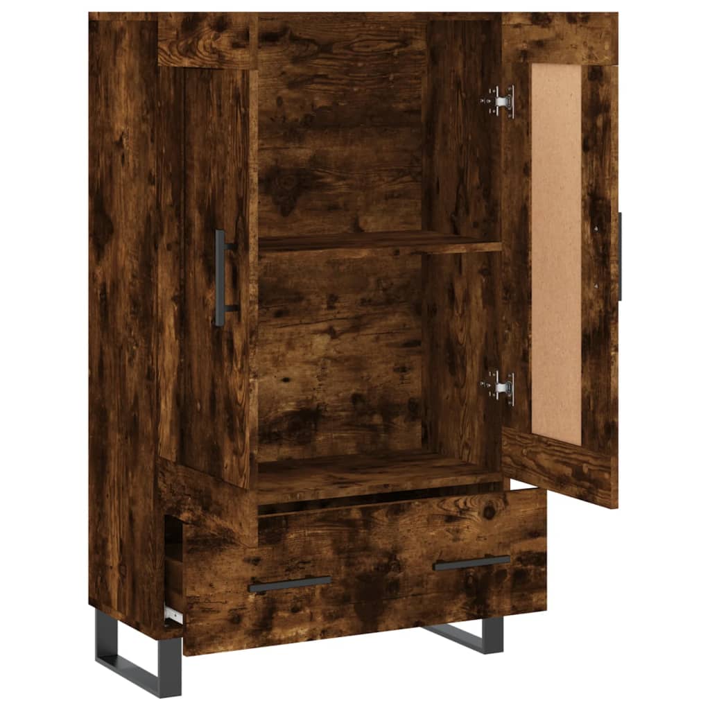 Buffet haut chêne fumé 69,5x31x115 cm bois d'ingénierie