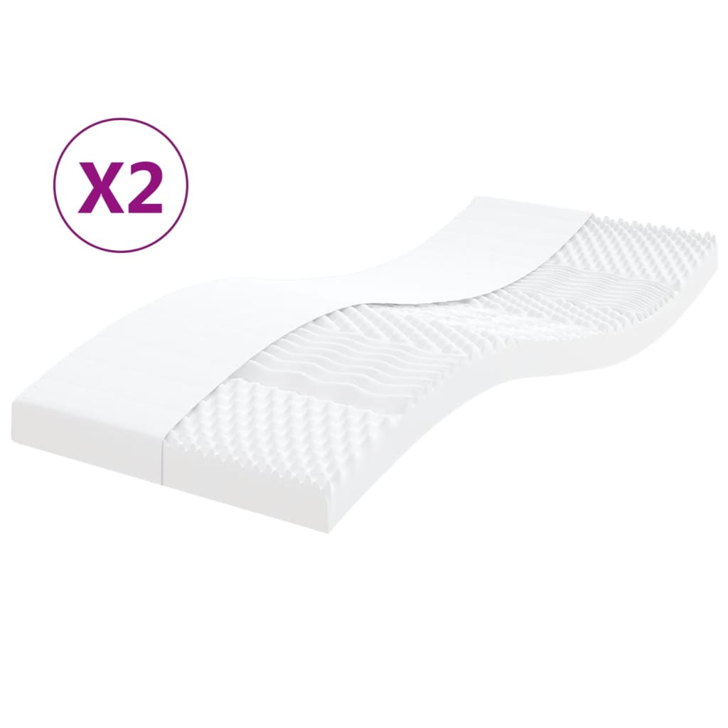 Foam mattress 2 pcs white 100x200 cm 7 hardness zones 20 ILD