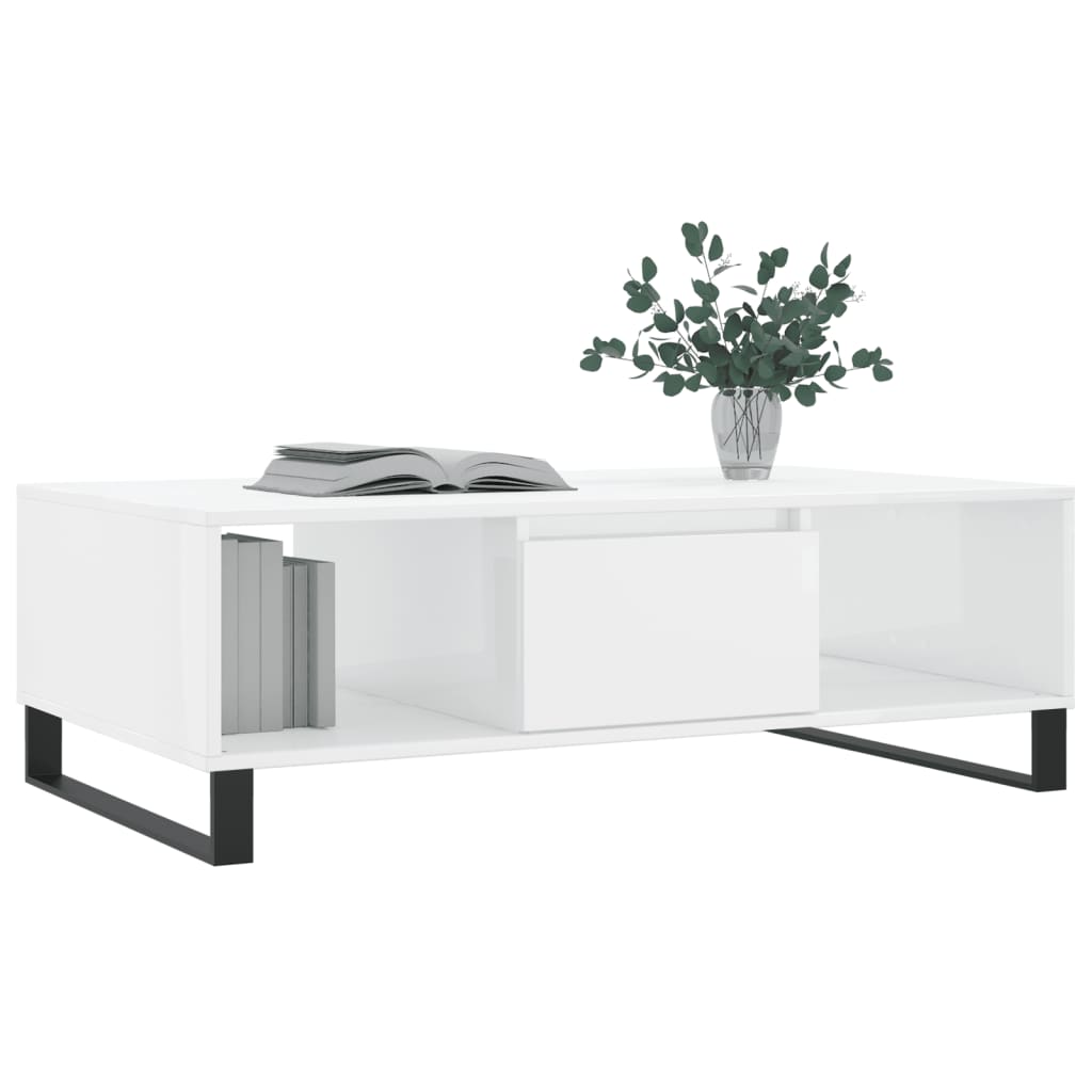 Brilliant white coffee table 104x60x35 cm engineering wood