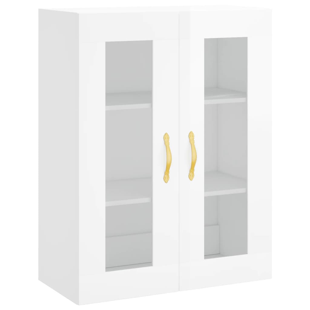 Shiny white wall cabinet 69.5x34x90 cm