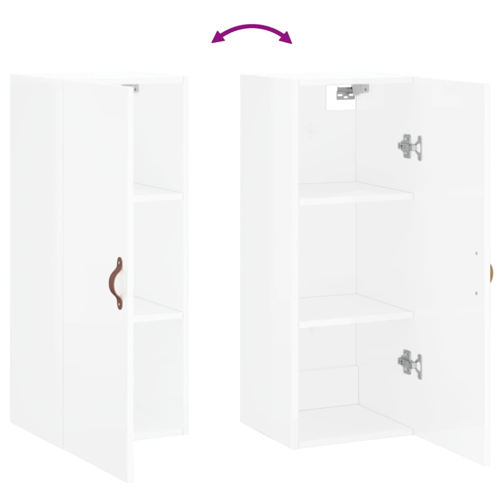 Brilliant white wall cabinet 34.5x34x90 cm