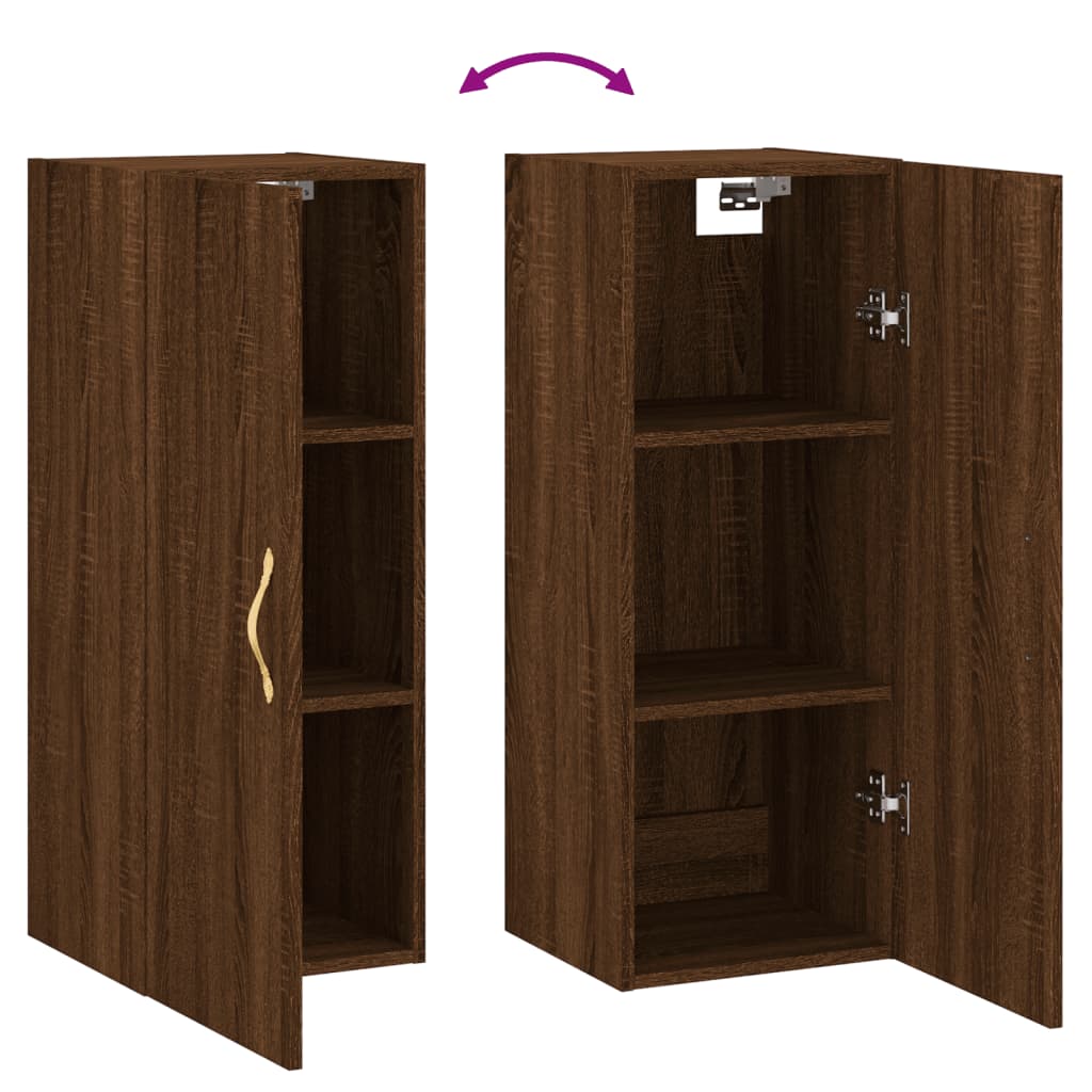 Brown oak wall cabinet 34.5x34x90 cm