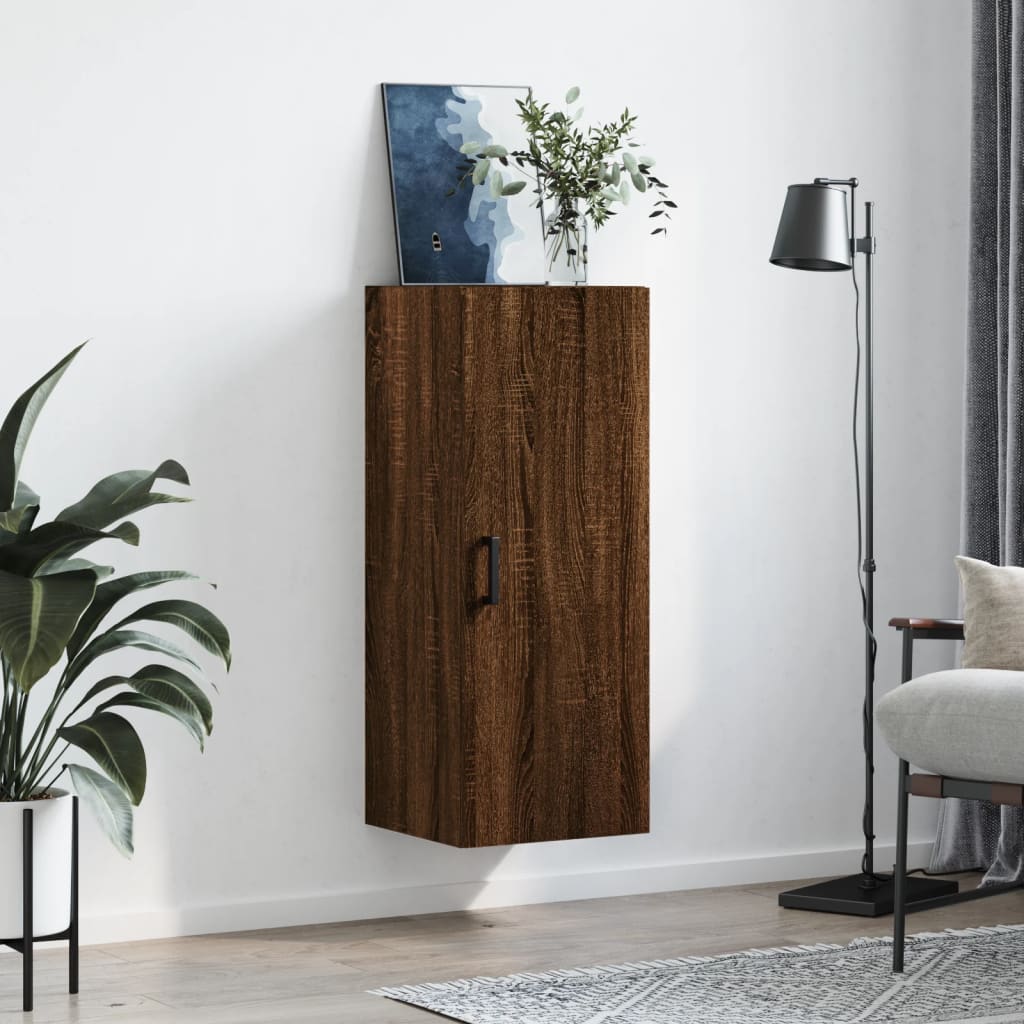 Brown oak wall cabinet 34.5x34x90 cm