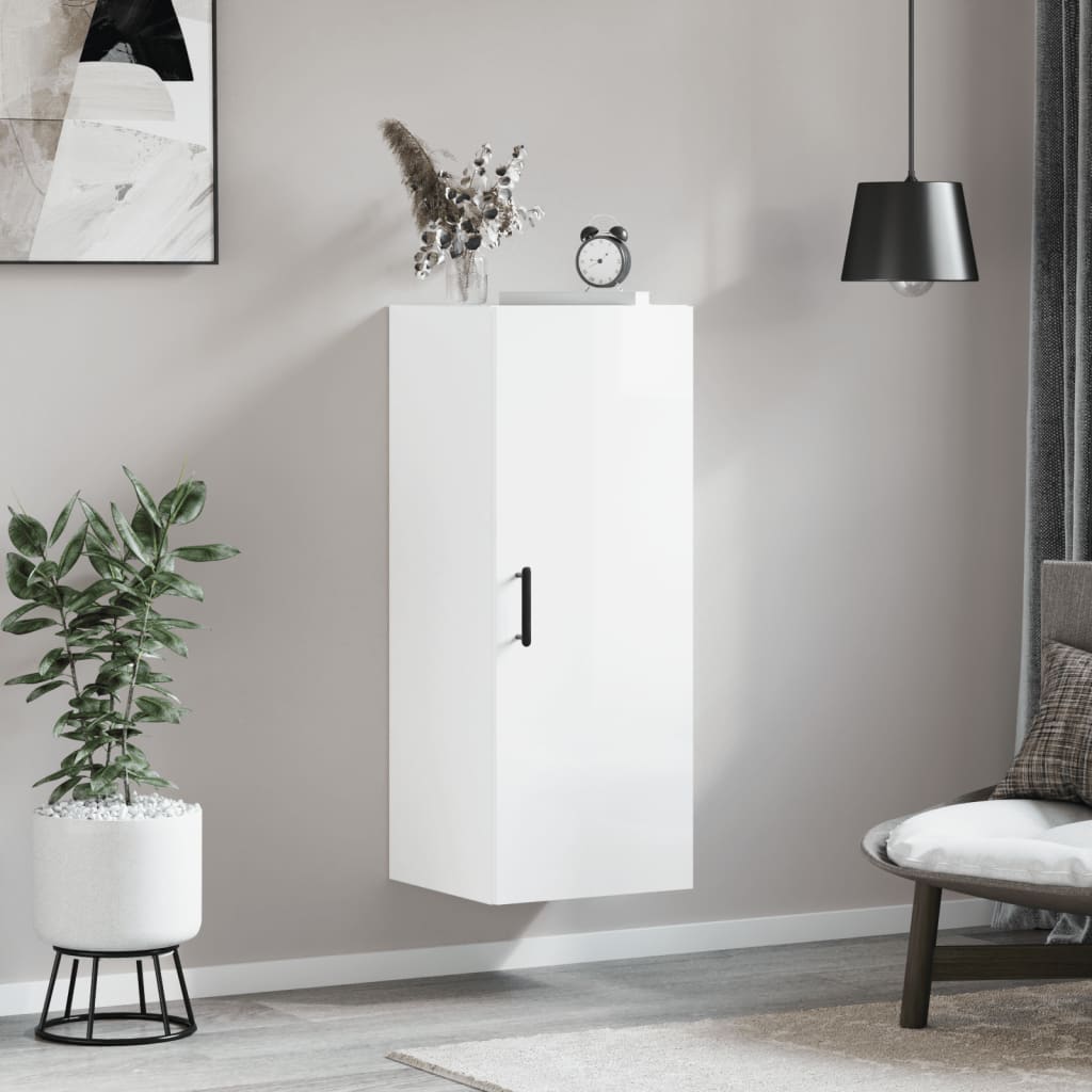 Brilliant white wall cabinet 34.5x34x90 cm