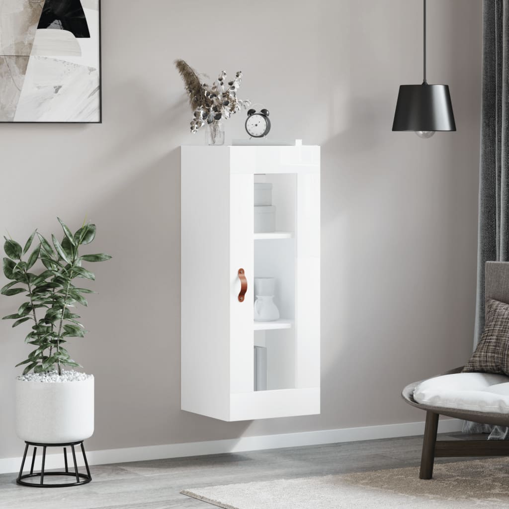 Brilliant white wall cabinet 34.5x34x90 cm