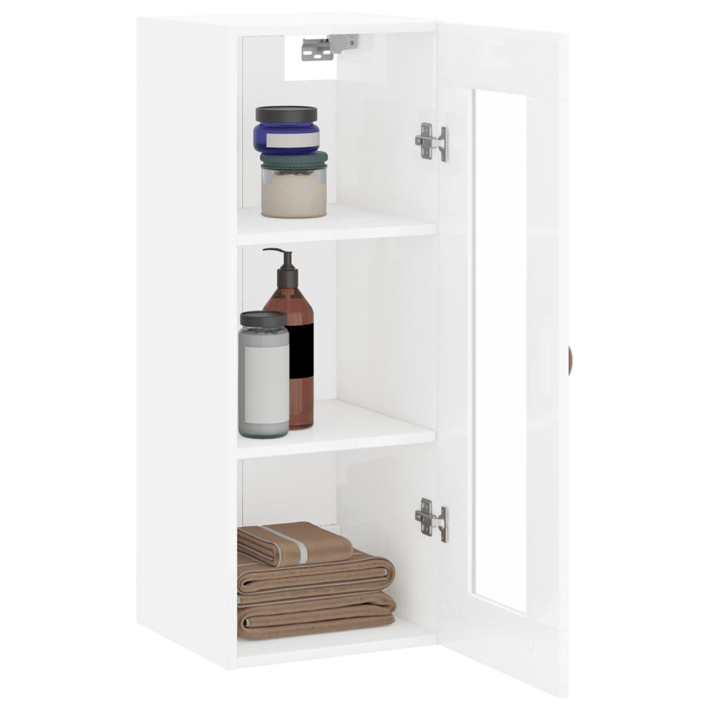 Brilliant white wall cabinet 34.5x34x90 cm