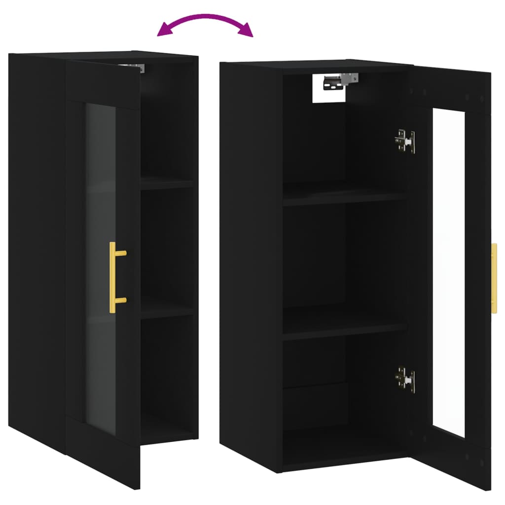 Schwarz -Wandschrank 34,5x34x90 cm