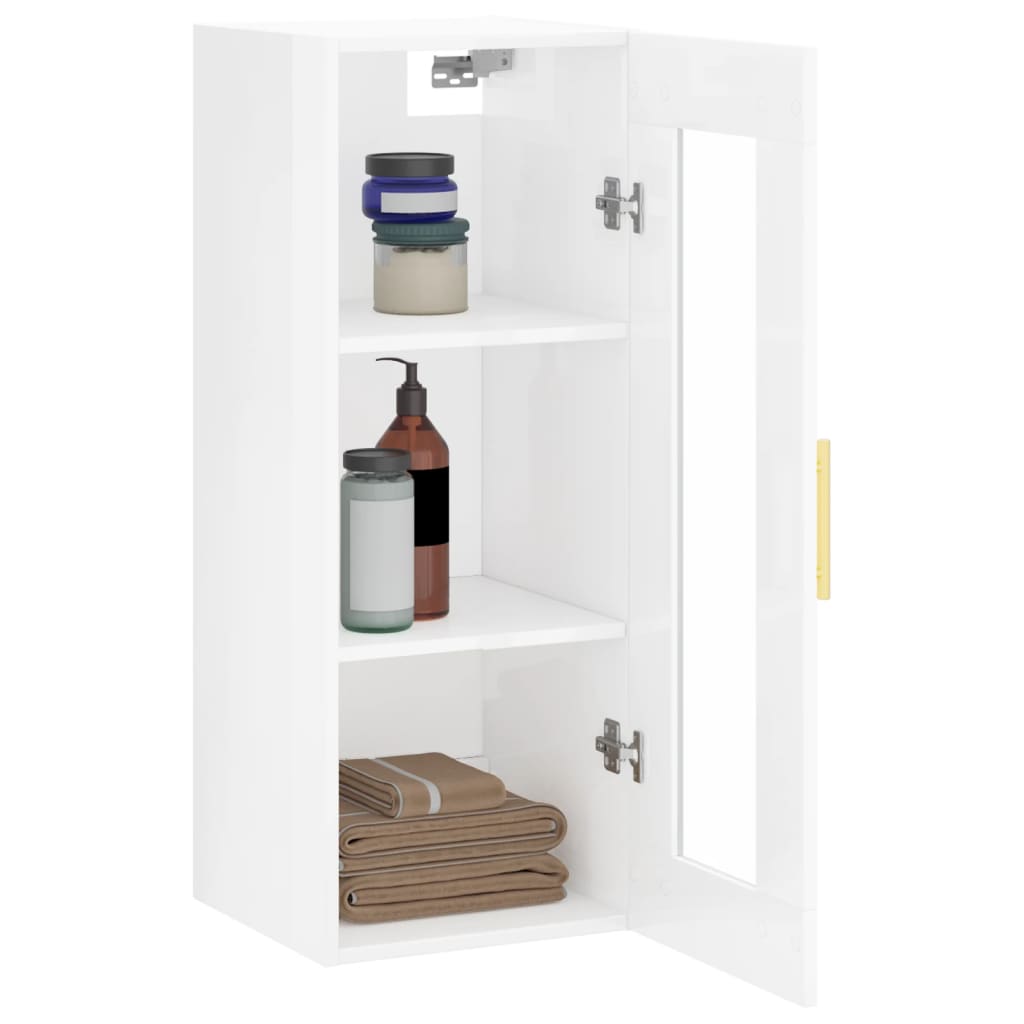 Brilliant white wall cabinet 34.5x34x90 cm