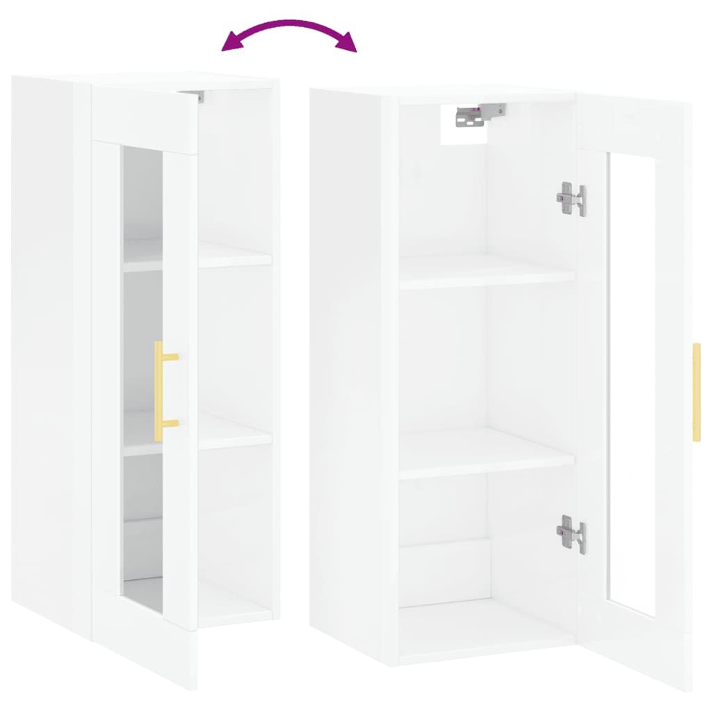 Brilliant white wall cabinet 34.5x34x90 cm