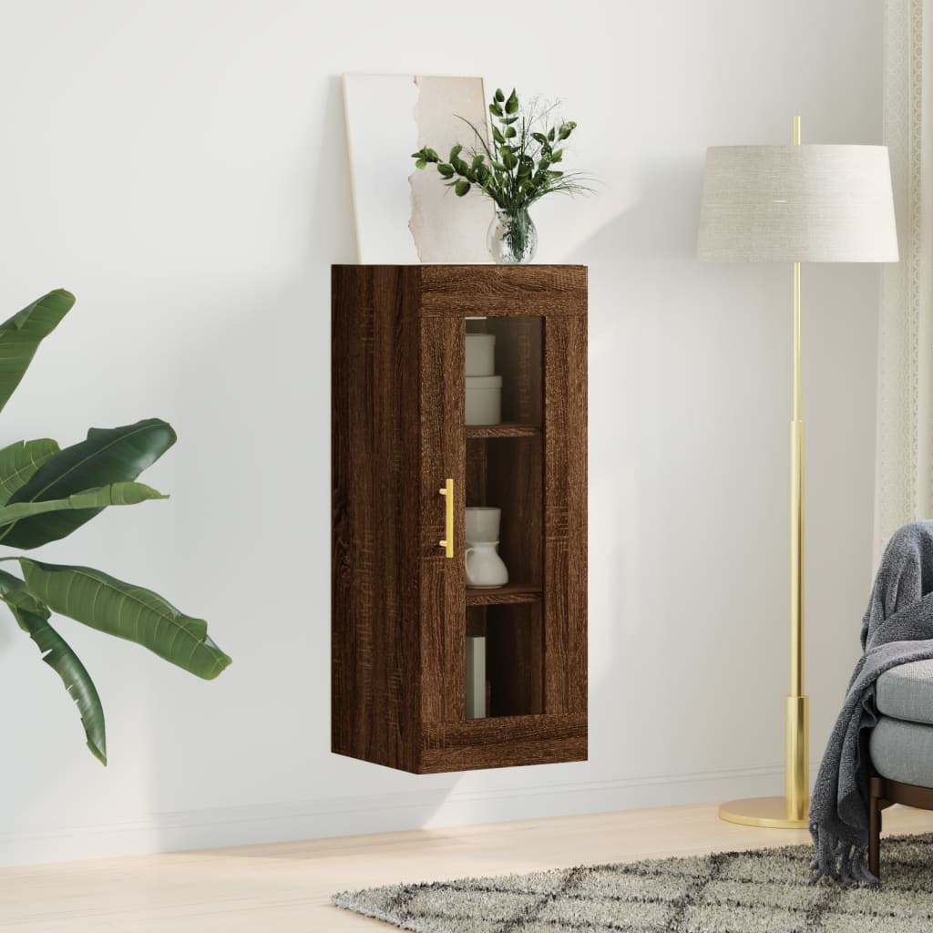 Brown oak wall cabinet 34.5x34x90 cm