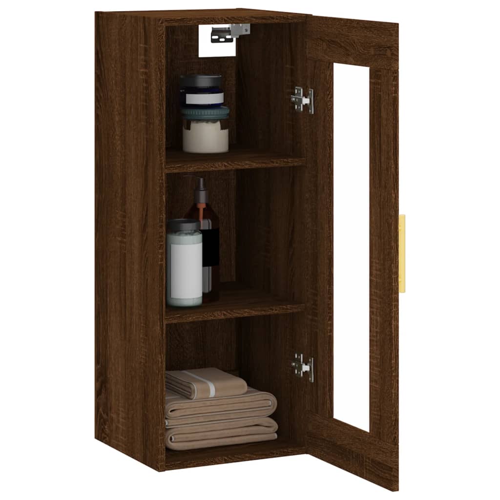 Brown oak wall cabinet 34.5x34x90 cm