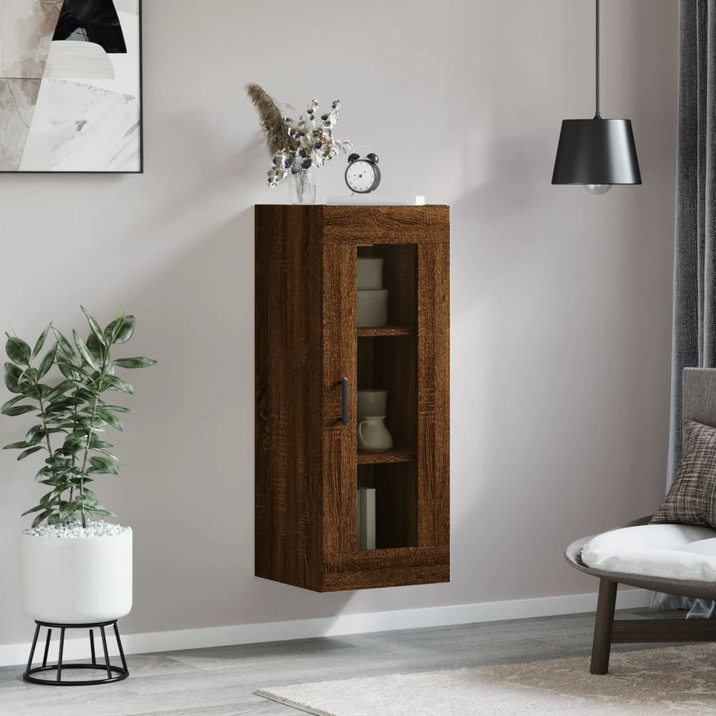 Brown oak wall cabinet 34.5x34x90 cm