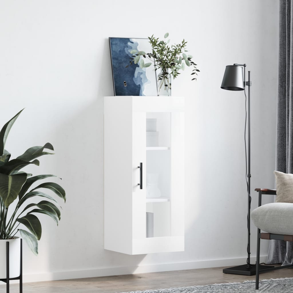 Brilliant white wall cabinet 34.5x34x90 cm