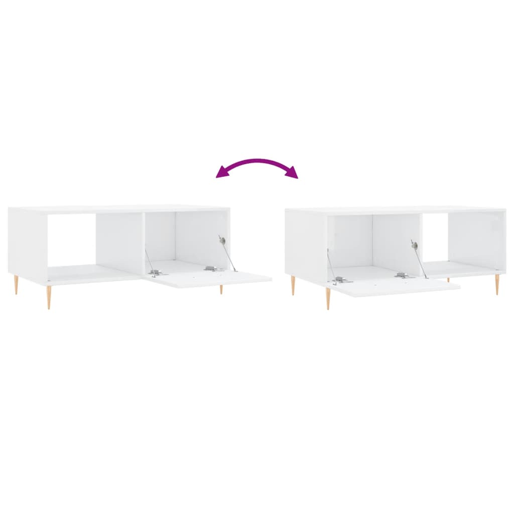 Tavolino Bianco lucido 90x50x40 cm MDF