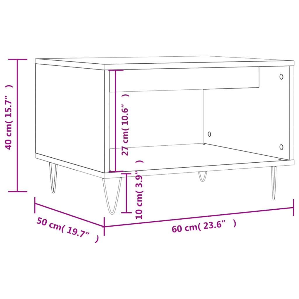 Tavolino Bianco lucido 60x50x40 cm MDF